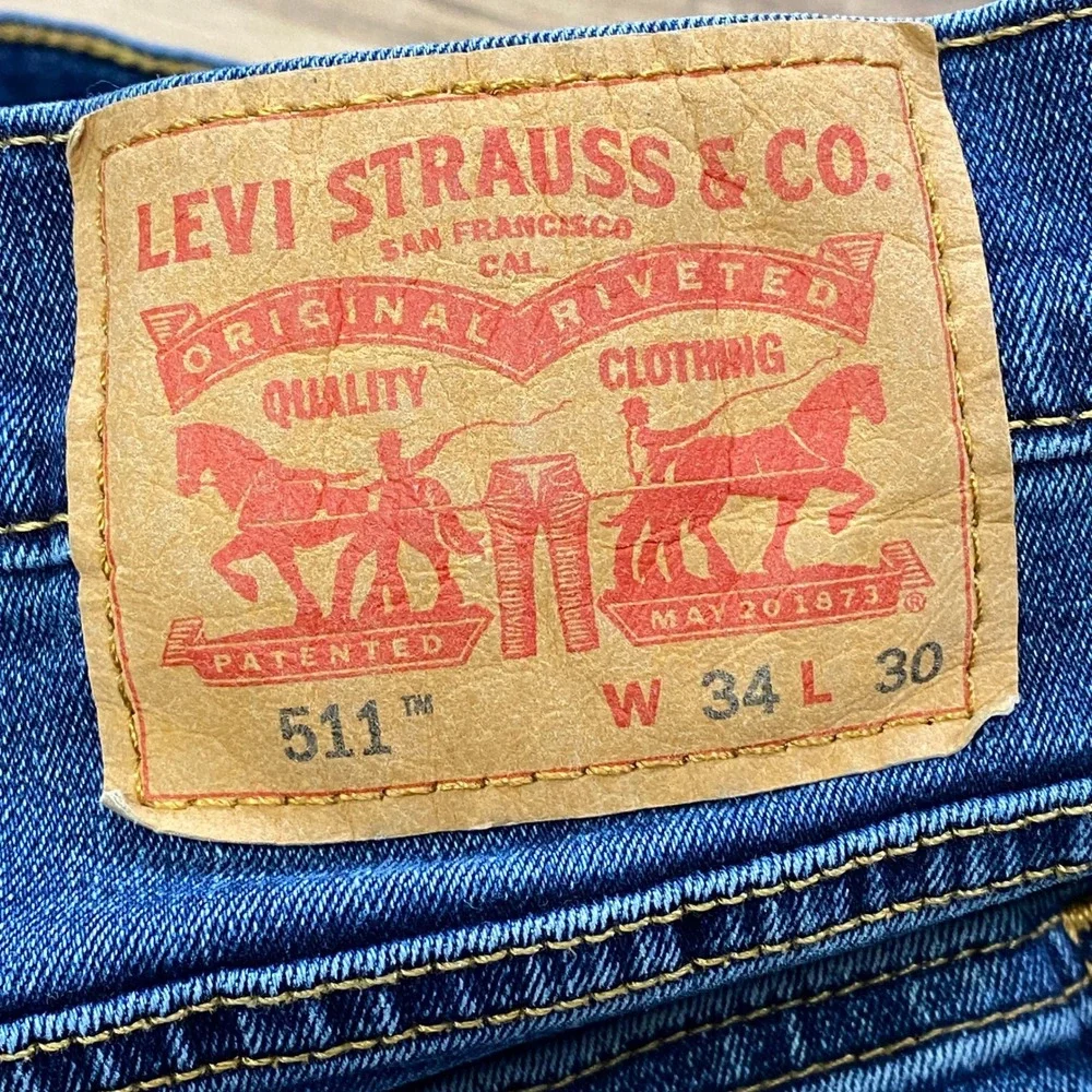 Levi's 511 Slim Fit Men 34x30 Classic Cotton Blend Stretch Jeans Blue Heritage